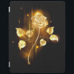 Protection iPad Rose d'or ( rose d'or )<br><div class="desc">Rose doré sur un arrière - plan noir</div>