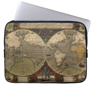 Protection Pour Ordinateur Portable 1595 cartes vintages du monde par Jodocus Hondius
