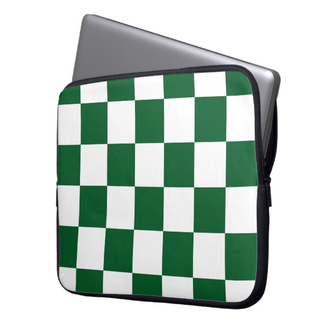 Protection Pour Ordinateur Portable à damiers vert et blanc (devant gauche)