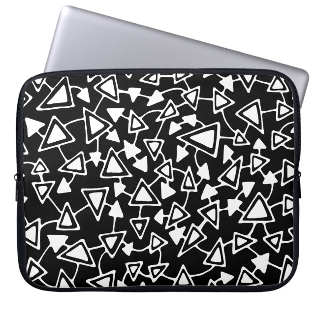 Protection Pour Ordinateur Portable Abstrait 021112 - Blanc sur noir (Devant)