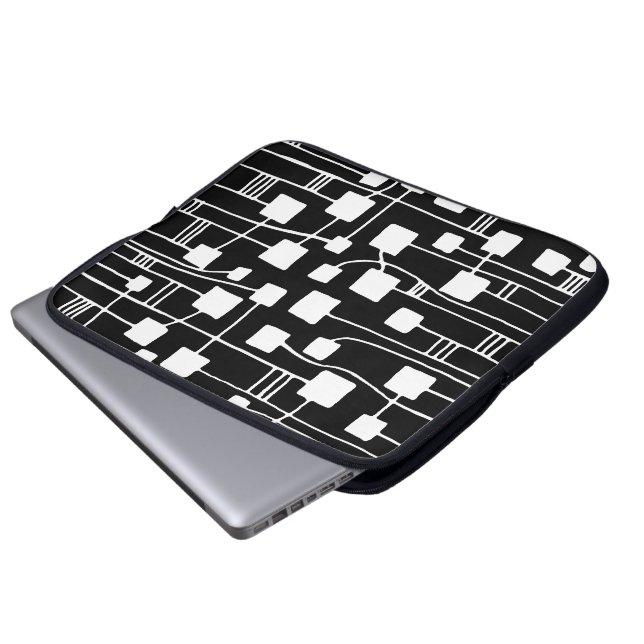 Protection Pour Ordinateur Portable Abstrait 111211 - Blanc sur noir (Devant bas)