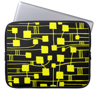 Protection Pour Ordinateur Portable Abstrait 111211 - Jaune sur noir