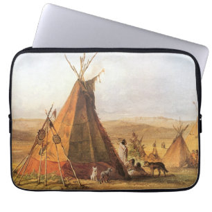 Protection Pour Ordinateur Portable American West vintage, Tipis en plaine par Bodmer