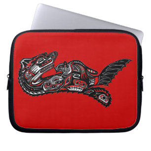 Protection Pour Ordinateur Portable Amérindien Haida Otter Art Portable Sleeve