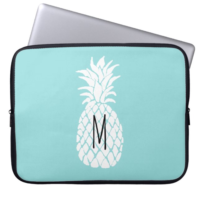 Protection Pour Ordinateur Portable ananas blanc monogramme (Devant)