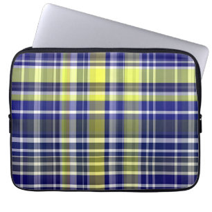 Protection Pour Ordinateur Portable Ananas Marine Bleu Blanc Preppy Madras Plaid
