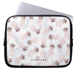 Protection Pour Ordinateur Portable ananas rose d'or de marbre blanc moderne élégant