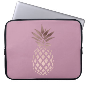 Protection Pour Ordinateur Portable ananas tropical de poussin d'or rose élégant