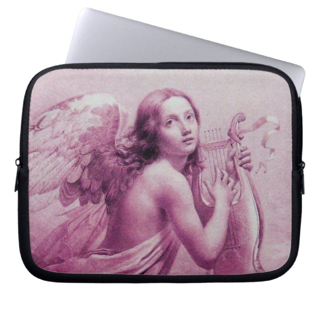 Protection Pour Ordinateur Portable ANGE JOUER LYRA SUR LES NUAGES roses (Devant)