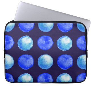 Protection Pour Ordinateur Portable Aquarelle Bleu d'hiver Grand Motif de points
