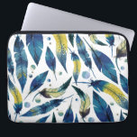 Protection Pour Ordinateur Portable Aquarelle bleu oiseaux plumes motif<br><div class="desc">Aquarelle bleu plumes d'oiseau motif.</div>