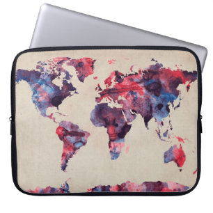 Protection Pour Ordinateur Portable Aquarelle de carte du monde