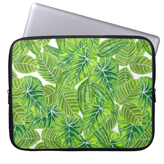 Protection Pour Ordinateur Portable Aquarelle tropicale feuille design motif (Devant)