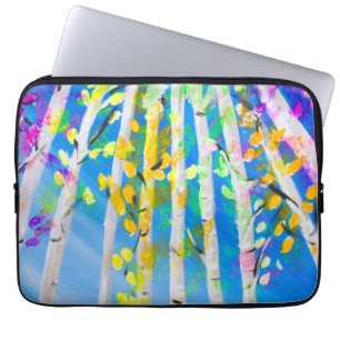 Protection Pour Ordinateur Portable Arbres colorés avec peinture Feuille de néon