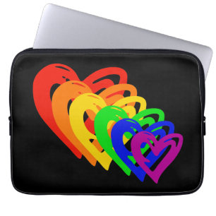 Protection Pour Ordinateur Portable Arc-en-ciel de coeurs