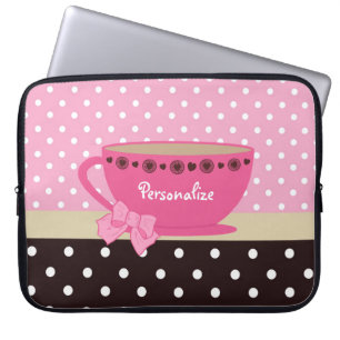 Protection Pour Ordinateur Portable Arc rose et Brown de tasse de thé Girly nom de