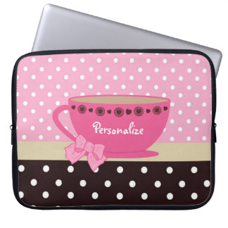 Protection Pour Ordinateur Portable Arc rose et Brown de tasse de thé Girly nom de