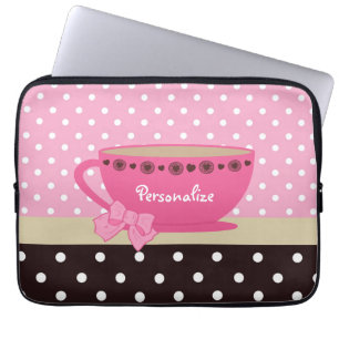 Protection Pour Ordinateur Portable Arc rose et Brown de tasse de thé Girly nom de