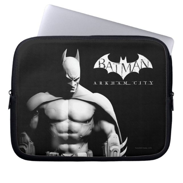 Protection Pour Ordinateur Portable Arkham | Pose large noir et blanc Batman (Devant)