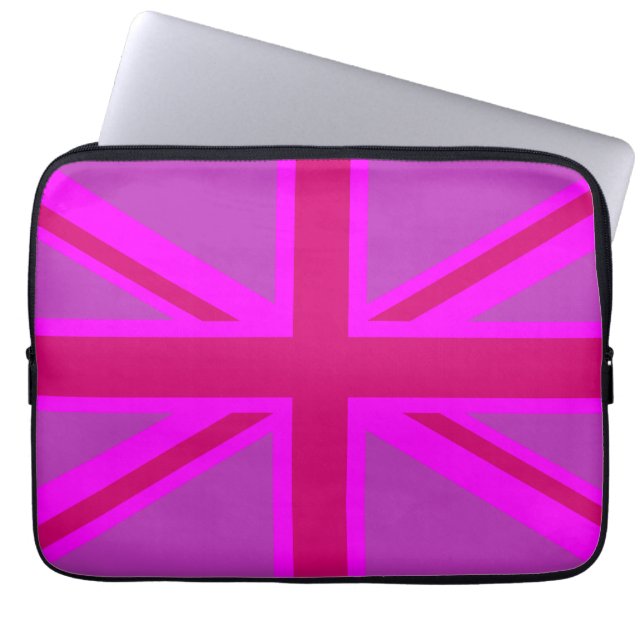 Protection Pour Ordinateur Portable Arrière - plan du drapeau britannique Hot Pink Fus (Devant)