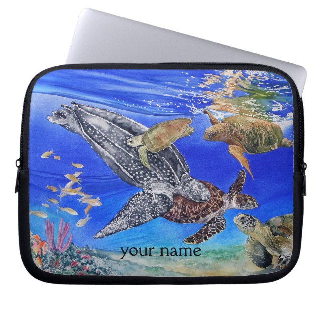Protection Pour Ordinateur Portable Art de tortues de mer personnalisé (Devant)