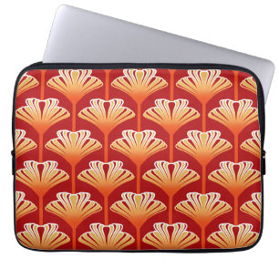 Protection Pour Ordinateur Portable Art Déco Lily, Tangerine Orange et Or