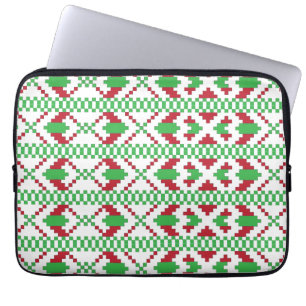 Protection Pour Ordinateur Portable Art populaire ethnique letton vert et rouge tribal