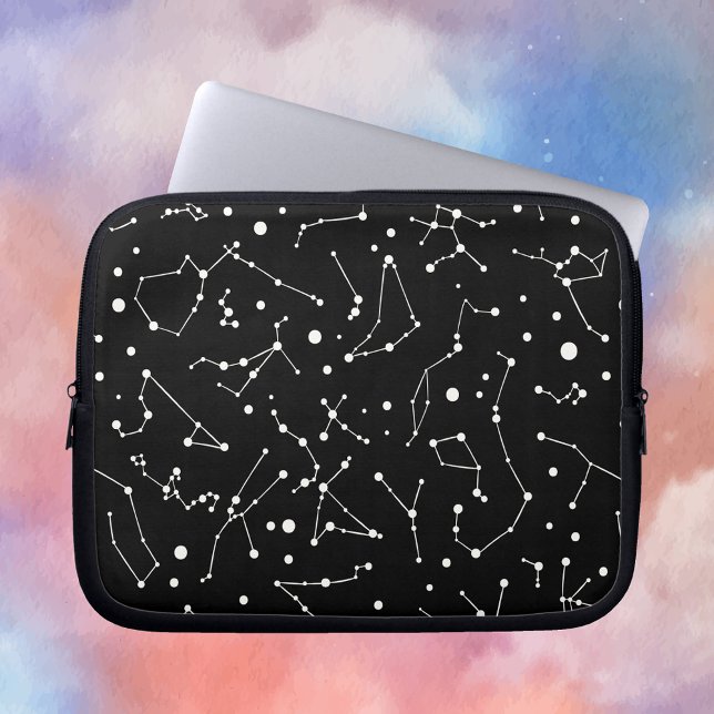 Protection Pour Ordinateur Portable Astronomers Dream Constellation Pattern (Astronomers Dream Constellation Pattern in Black and White Laptop Sleeve Front View)