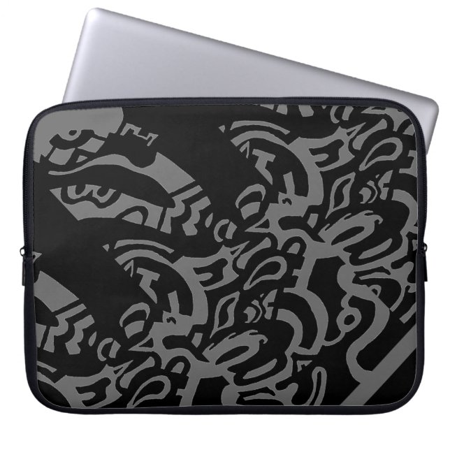 Protection Pour Ordinateur Portable B&W "Glow" Art Abstrait (Devant)