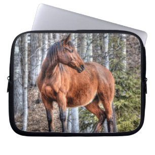 Protection Pour Ordinateur Portable Baie Stallion Horse et Forêt - Photo équine