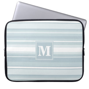 Protection Pour Ordinateur Portable Bandes bleu glace monogramme