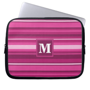 Protection Pour Ordinateur Portable Bandes de monogramme fuchsia
