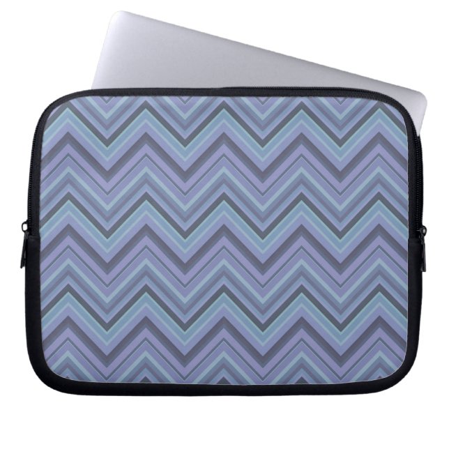 Protection Pour Ordinateur Portable Bandes de zigzag gris bleu (Devant)