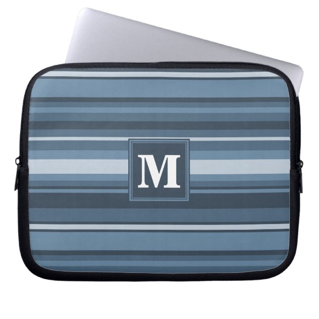 Protection Pour Ordinateur Portable Bandes gris monogramme (Devant)