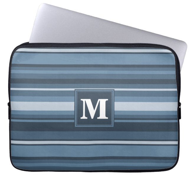 Protection Pour Ordinateur Portable Bandes gris monogramme (Devant)