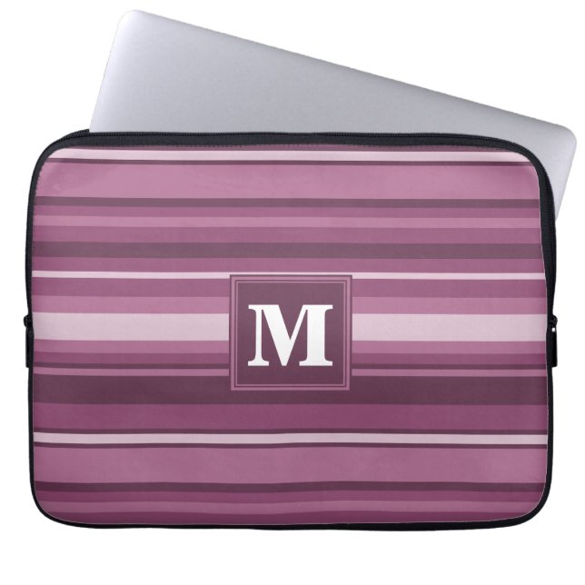 Protection Pour Ordinateur Portable Bandes mauve monogrammes (Devant)