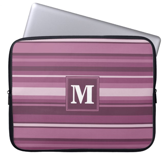 Protection Pour Ordinateur Portable Bandes mauve monogrammes (Devant)