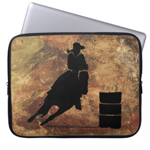 Protection Pour Ordinateur Portable Barrel Racing Girl Silhouette on a Grunge Texture