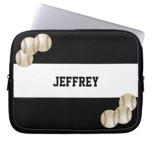Protection Pour Ordinateur Portable Baseball, Nom, Black and White Computer