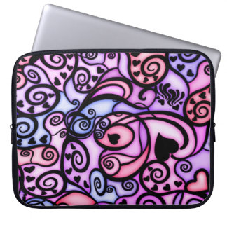 Protection Pour Ordinateur Portable Battements de coeur chantant, style en verre