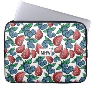 Protection Pour Ordinateur Portable Berries Motif monogramme personnalisé manches d'or