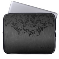 Black Floral dentelle gris Arrière - plan métalliq