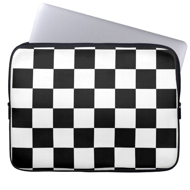 Protection Pour Ordinateur Portable Black, White Checkerboard (Devant)