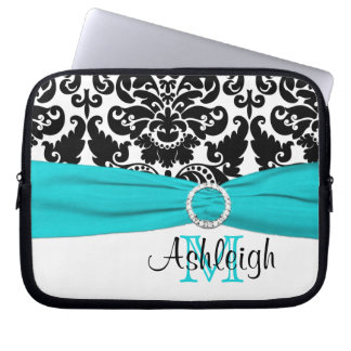 Protection Pour Ordinateur Portable Blanc noir d'Aqua avec la douille d'ordinateur