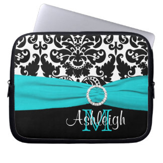 Protection Pour Ordinateur Portable Blanc noir d'Aqua avec la douille d'ordinateur