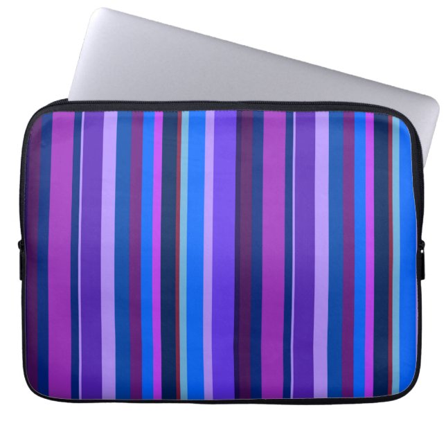 Protection Pour Ordinateur Portable Bleu et violet bandes verticales (Devant)