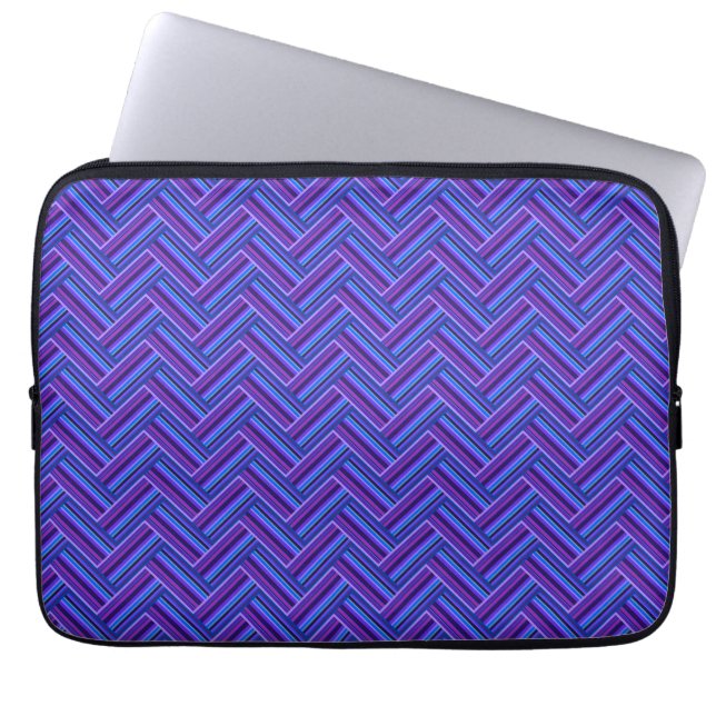 Protection Pour Ordinateur Portable Bleu et violet rayures double tissage (Devant)