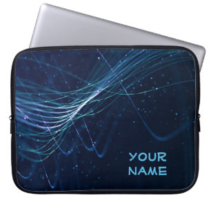 Protection Pour Ordinateur Portable Bleu foncé Abstrait avec nom personnalisable