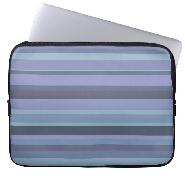 Protection Pour Ordinateur Portable Bleu-gris, bandes horizontales (Devant)