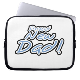 Protection Pour Ordinateur Portable Bleu/Noir Texte Fière Cadeaux Nouveau Papa